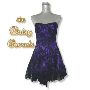 Daisy corsets Corset Dress Floral lace Lavish Purple & Black 5x Plus